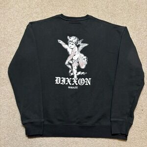 Dixxon Sweatshirt Mens Medium Black Cherub Tattoo Graphic Crewneck Fleece
